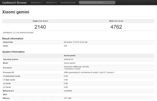 xiaomi gemini geekbench