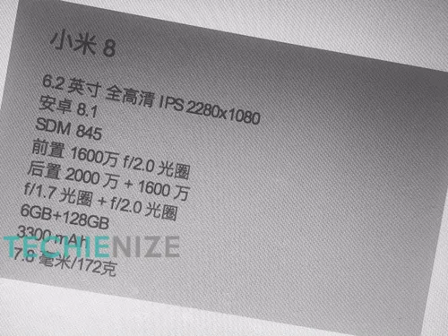 xiaomi mi 8 specs