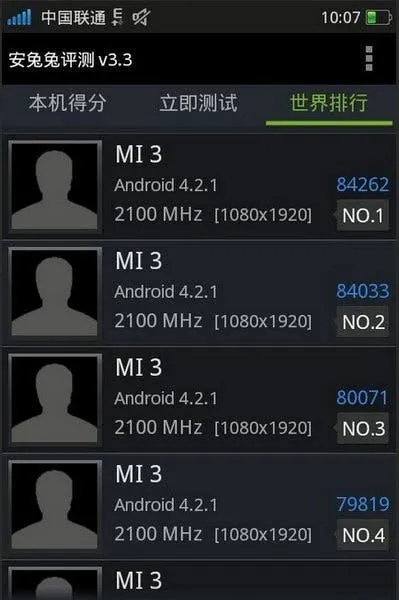 xiaomi mi3 antutu leaked