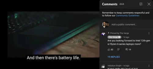 youtube comments sidebar