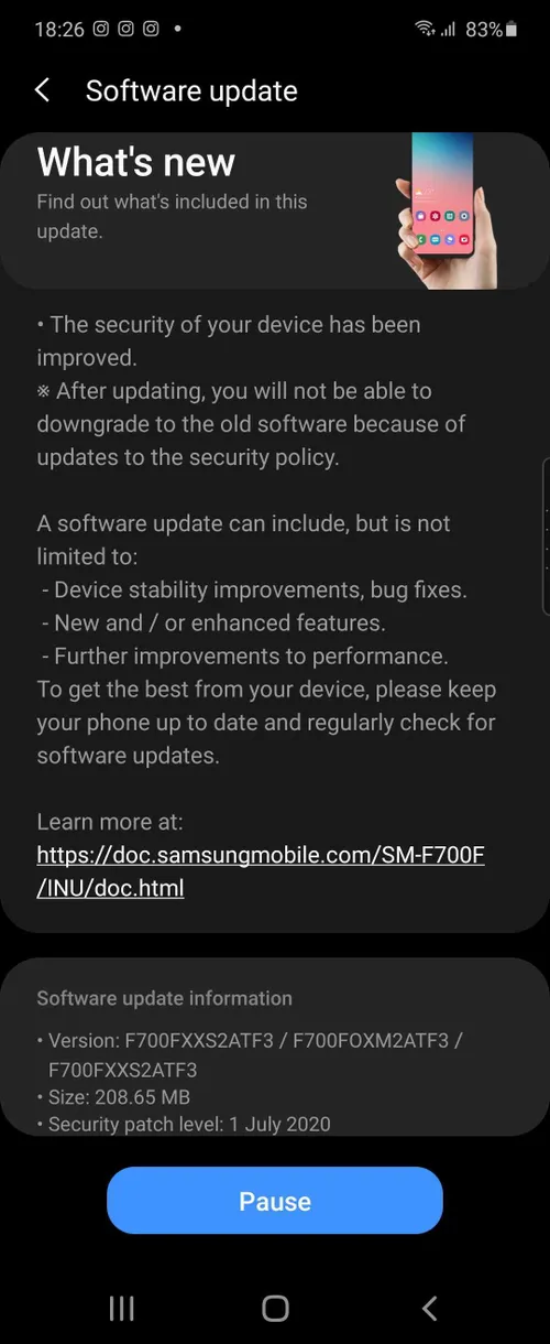 galaxy z flip july security update