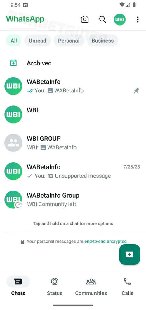 new whatsapp beta interface