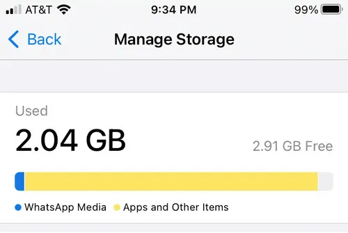 whatsapp storage