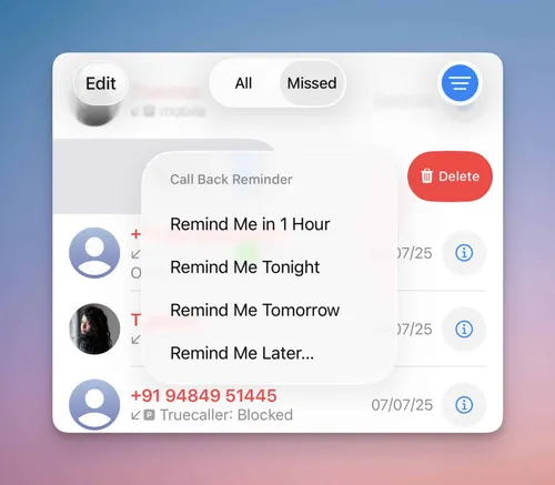 iOS 26 missed call reminder