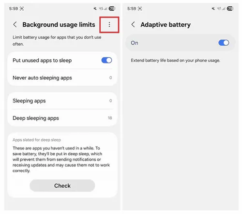 Samsung battery settings