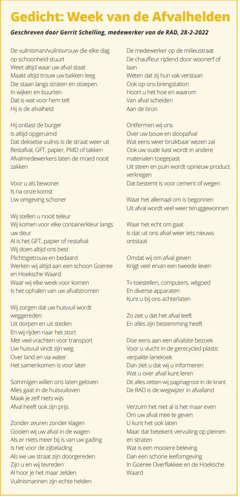 gedicht afvalnieuws