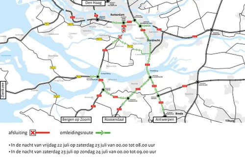 omleiding werkzaamheden heinenoordtunnel 24 juli