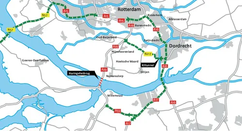 omleidingen afsluiting haringvlietbrug