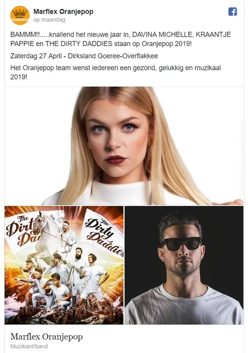oranjepop aankondiging fb