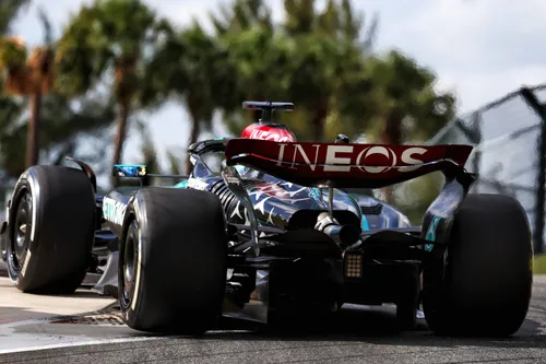 George Russell tijdens de F1 Grand Prix van Miami in 2024