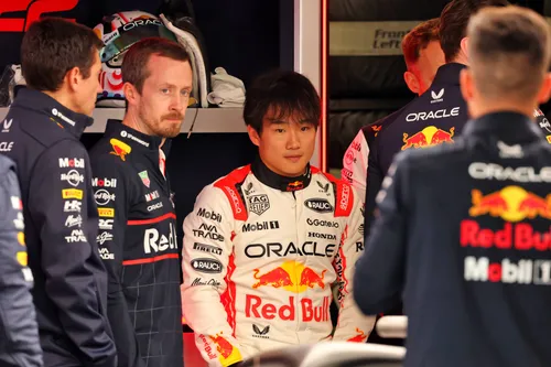 Yuki Tsunoda in Red Bull Racing garage&nbsp;