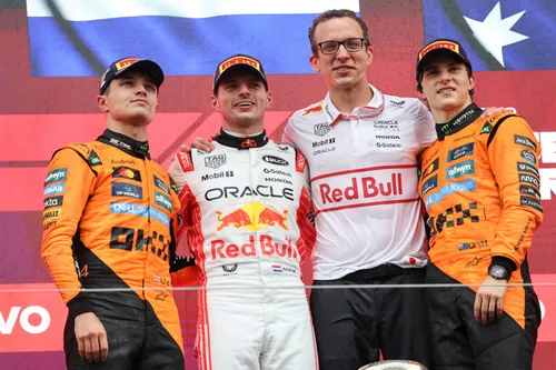 Het podium na de Grand Prix van Japan in 2025