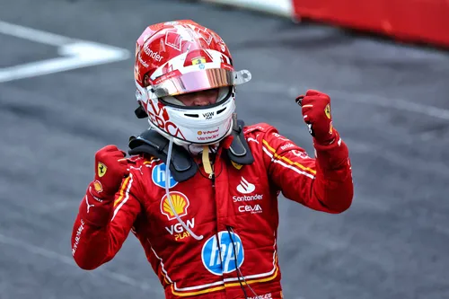 Charles Leclerc celebrates his 2024 Monaco GP win