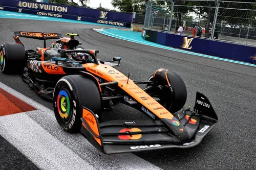 Norris took P2 in qualifying at the Miami Grand Prix behind Verstappen, finding a bit more one-lap pace after a P6 in Bahrain, followed by P10 in Jeddah after crashing in Q3