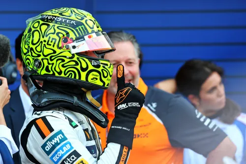 Norris was pictured celebrating pole position in the Monaco pitlane&nbsp;