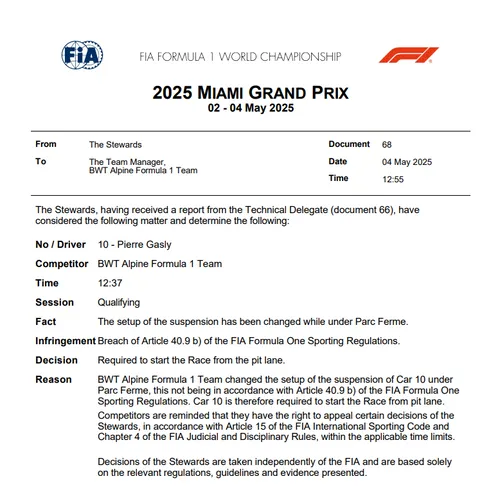 fia document gasly miami