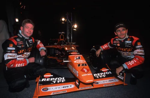 Jos Verstappen and Pedro de la Rosa at the presentation of Arrows