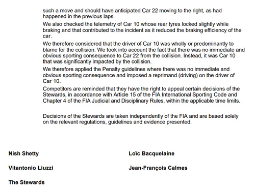 The stewards' decision after the Monaco Grand Prix