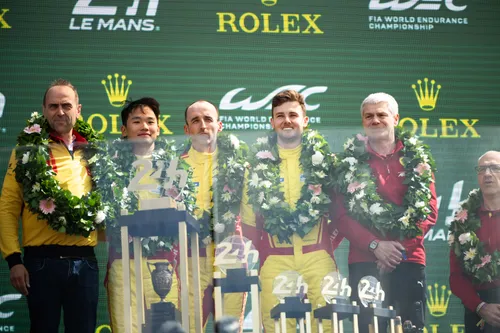 The 2025 24 Hours of Le Mans saw Ferrari claim a third consecutive win with the #83 AF Corse driven by Yifei Ye, Phil Hanson, and former F1 driver Robert Kubica.