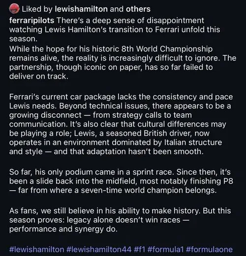 The post that Hamilton supossedly liked