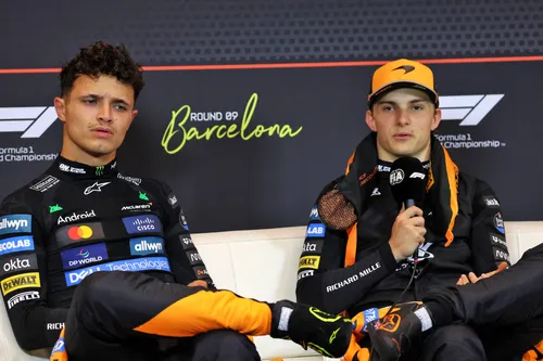 Lando Norris and Oscar Piastri in the press conference