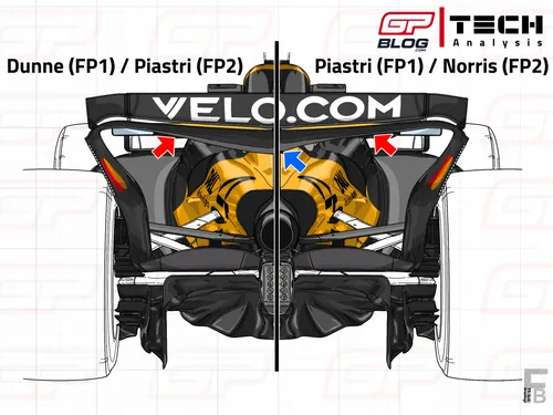 The rear wing comparison run by McLaren on Friday in Austria&nbsp;