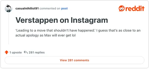 Reddit reactie Max Verstappen