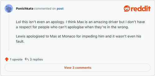 Reddit reactie Max Verstappen