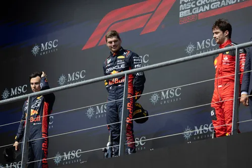 Max Verstappen during his Belgian Grand Prix victory in 2023, a season that saw him and Red Bull smash several records
