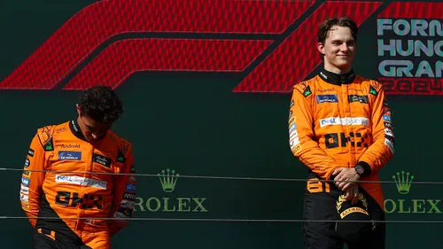 Oscar Piastri and Lando Norris on the podium in Budapest