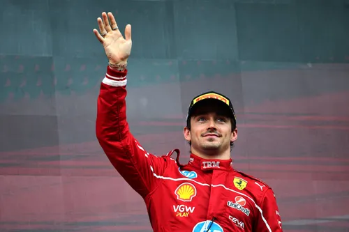 Charles Leclerc celebrates P3 finish in Belgium
