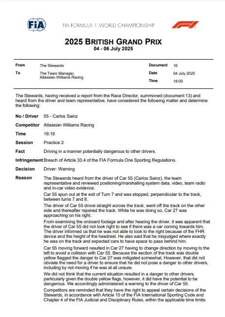 sainz verdict fp2 silverstone