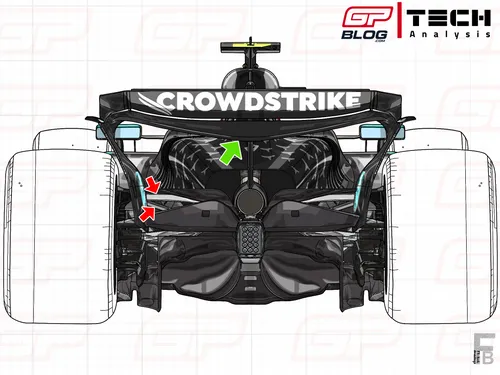 W16's rear suspension and efficient rear wing design&nbsp;