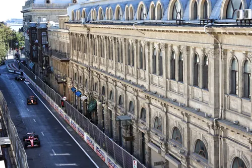 Leclerc followed by Piastri and Perez during 2024 Baku GP