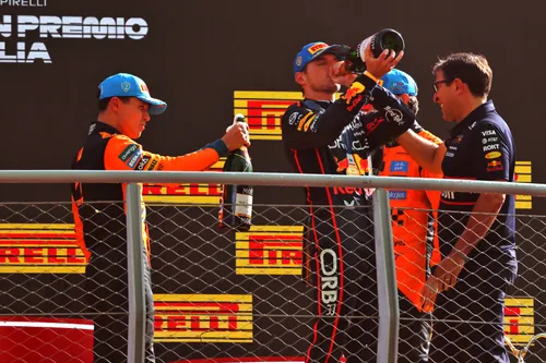 Verstappen sips victory champagne at Monza