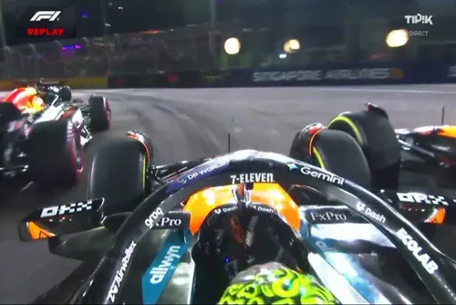 Oscar Piastri und Lando Norris kollidieren in Singapur. Foto: F1TV