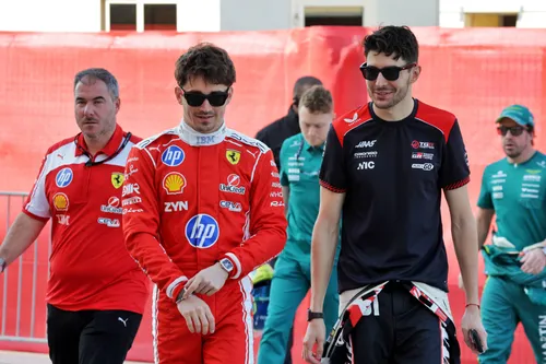 Charles Leclerc and Esteban Ocon at Bahrain testing round one