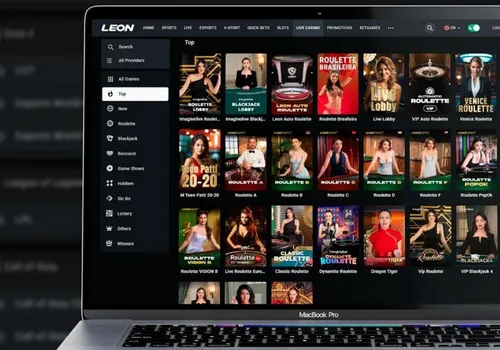 Leon Bet platform interface showing game lobby and navigation
