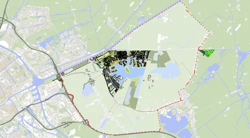 4 plankaart meerstad stippelijn is de grens van het gebied waar bureau meerstad plannen voor maakt