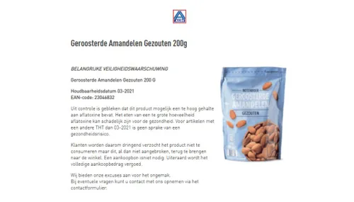 aldi geroosterde amandelen 1 september renkum neiuws