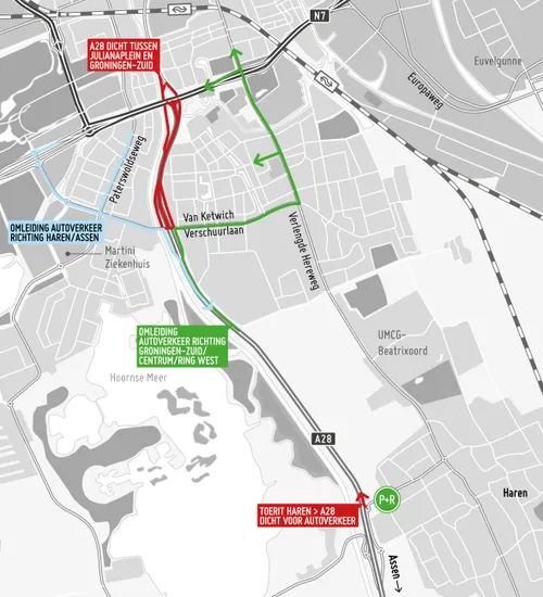 omleidingskaartje a28 groningen 5 8 nov groningen bereikbaar 1
