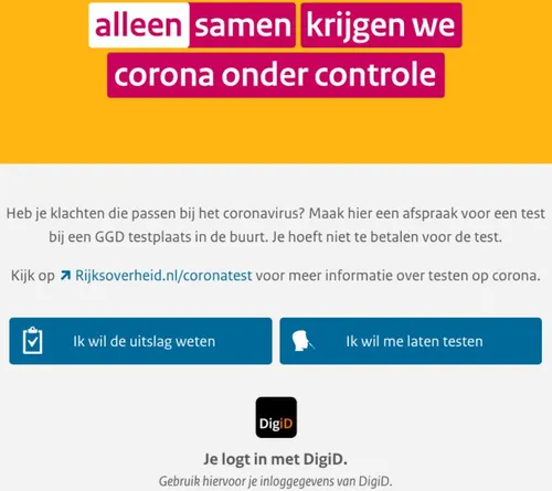 screenshot rijksoverheid coronatestnl