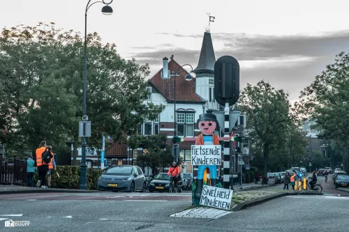 fietsende kinderen bord