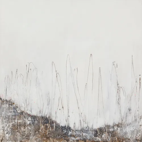 maartjeblans lanschap 80x80 gemengde techniek op doek