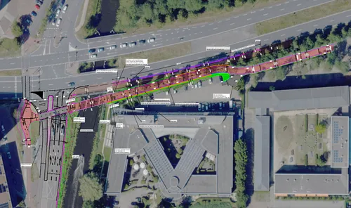 Fietsbrug en fietsstraat 2 cms