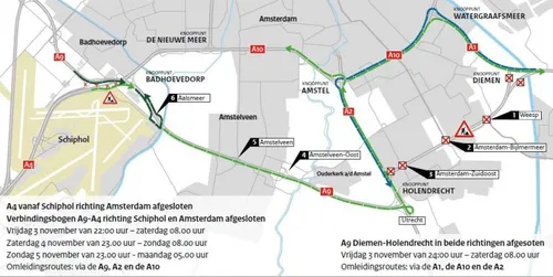 kaart werkzaamheden a4 badhoevedorp 3 5 november 2017