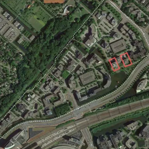 de locatie van Westminster, aangegeven met rode lijnen