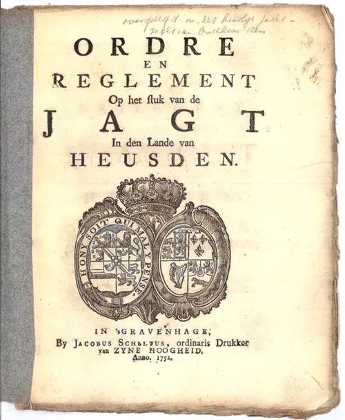 1 jachtreglement voor het land van heusden uit 1726 foto salha