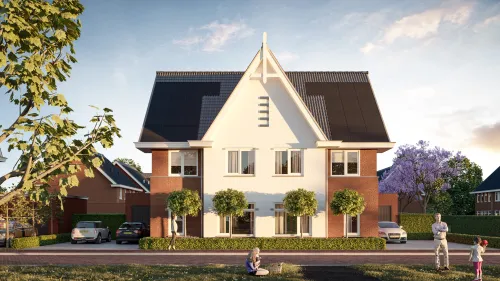 exterieurimpressie type l tweekapper landelijk met witte topgevel kavel 354 355