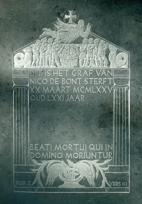 Afbeelding van de grafsteen in 1975. In 1978 zijn de gegevens van Annie de Bont-Houët toegevoegd. Collectie Nico de Bont.